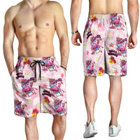 Hawaii Flamingo Hello Summer Shorts for Men Hawaiian Quilt Pattern