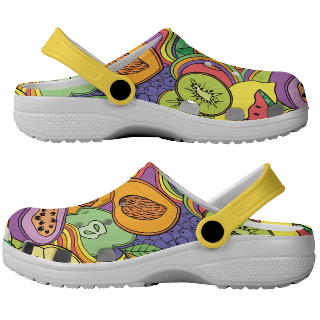 Hawaii Fruits Hippie Style Clogs Shoes Vibrant Colorful LT01 - Polynesian Pride