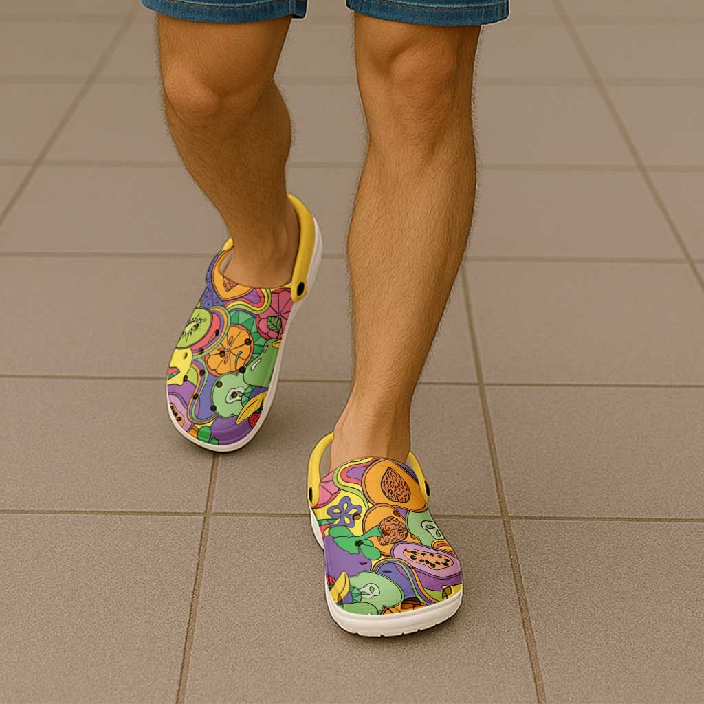 Hawaii Fruits Hippie Style Clogs Shoes Vibrant Colorful LT01 - Polynesian Pride