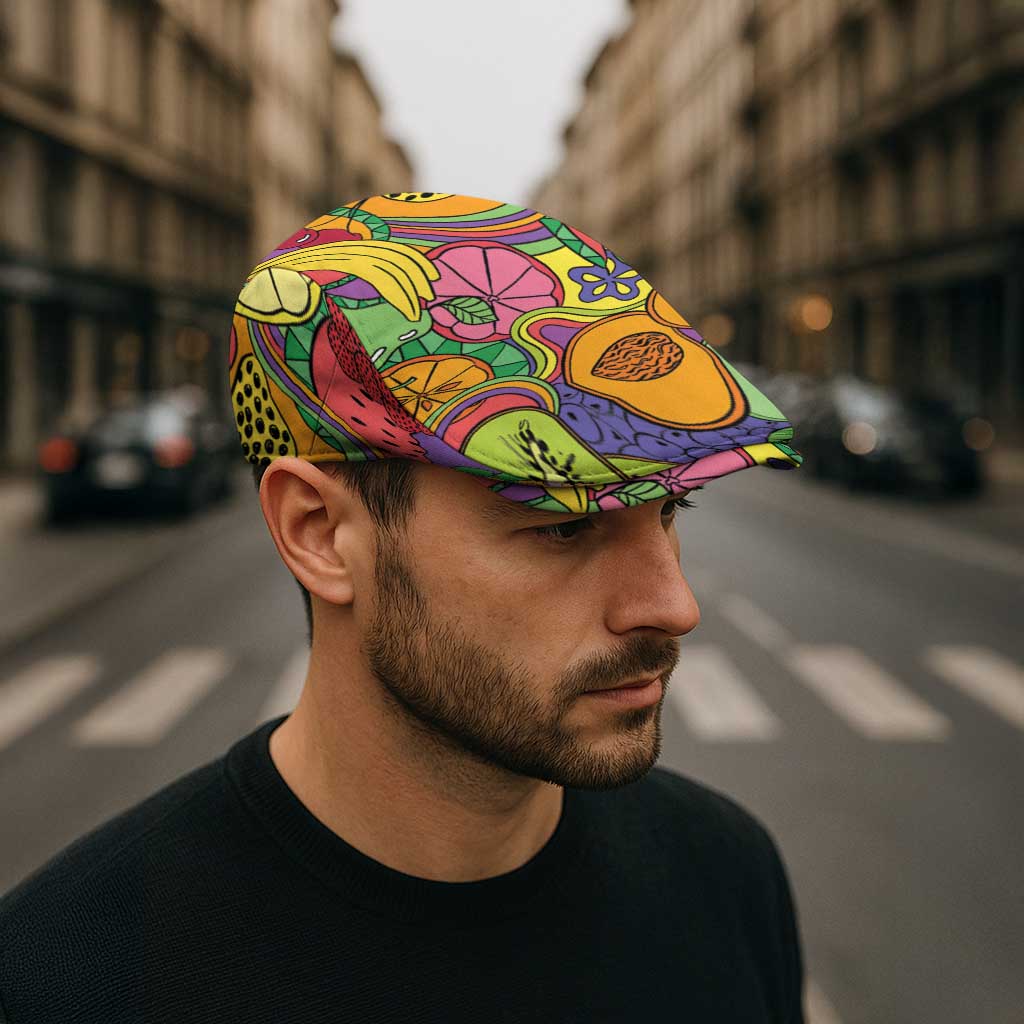 Hawaii Fruits Hippie Style Jeff Hat Vibrant Colorful