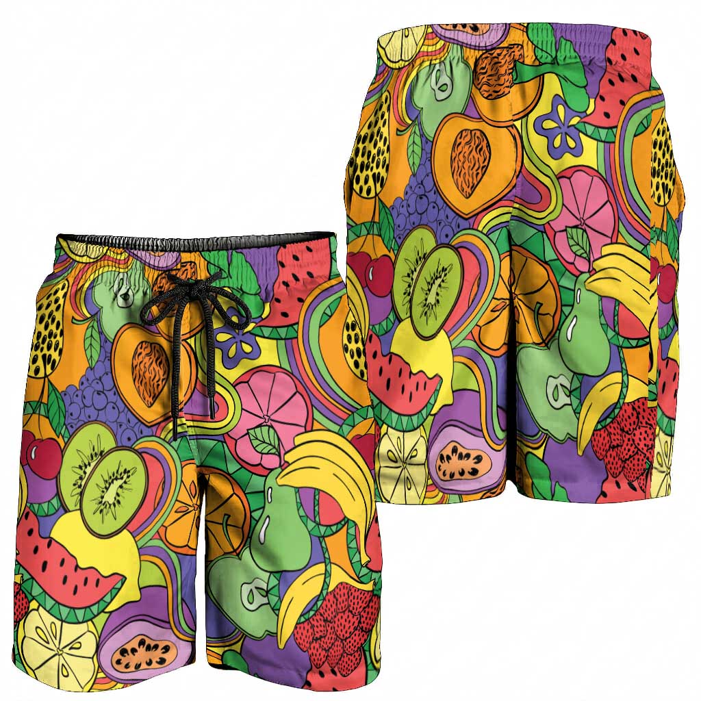 Hawaii Fruits Hippie Style Shorts for Men Vibrant Colorful