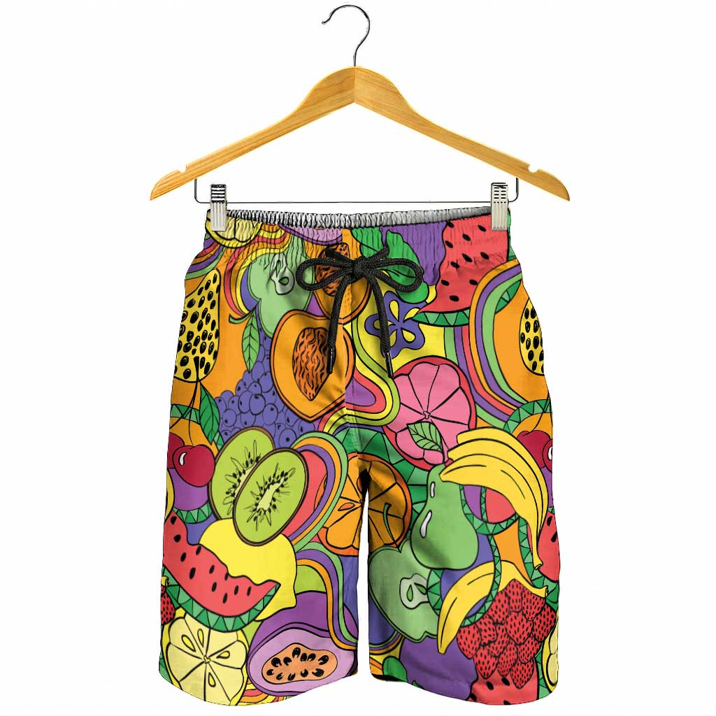 Hawaii Fruits Hippie Style Shorts for Men Vibrant Colorful