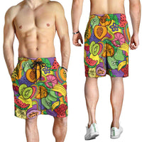 Hawaii Fruits Hippie Style Shorts for Men Vibrant Colorful