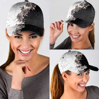 Hawaii Grayscale Hibiscus Flowers Classic Cap Polynesian Pattern Half Black White Version LT03