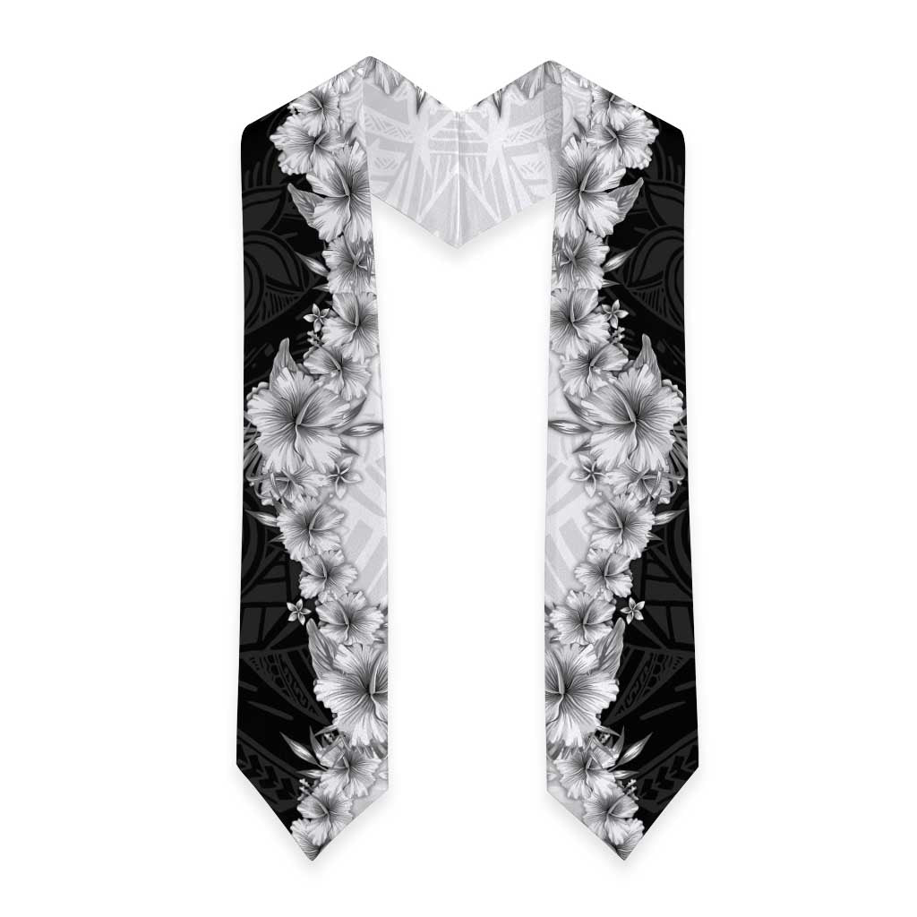 Hawaii Hibiscus Flowers Graduation Stole Grayscale Polynesian Pattern LT05 - Polynesian Pride