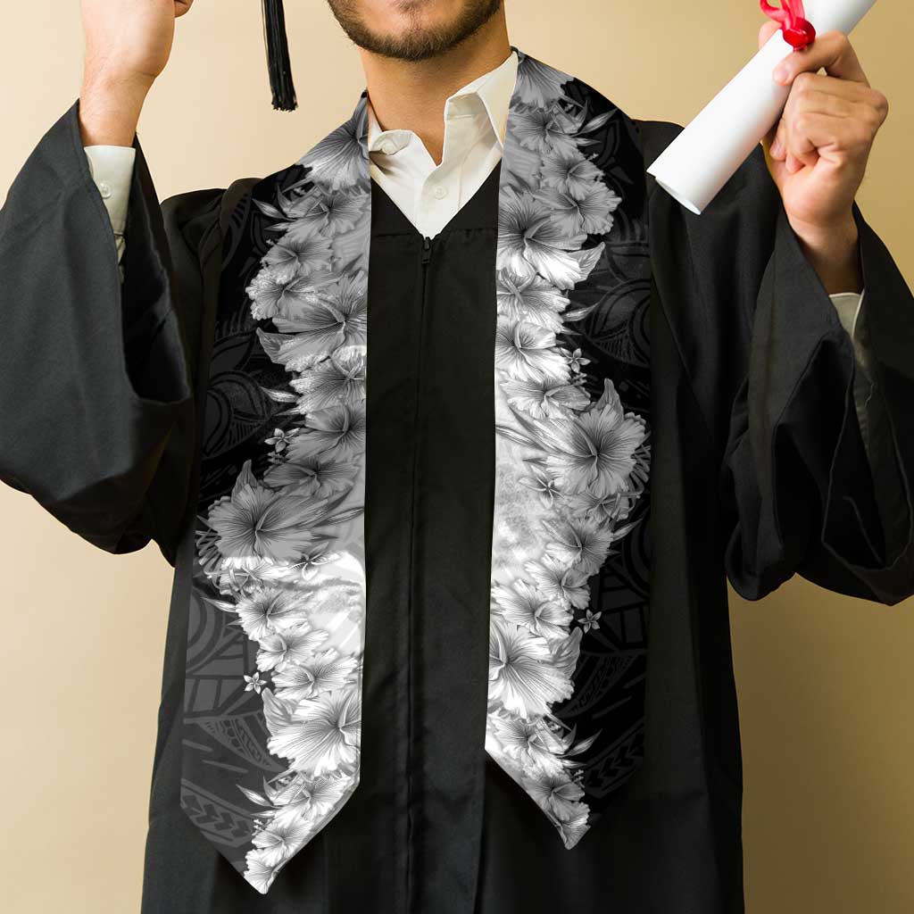 Hawaii Hibiscus Flowers Graduation Stole Grayscale Polynesian Pattern LT05 - Polynesian Pride