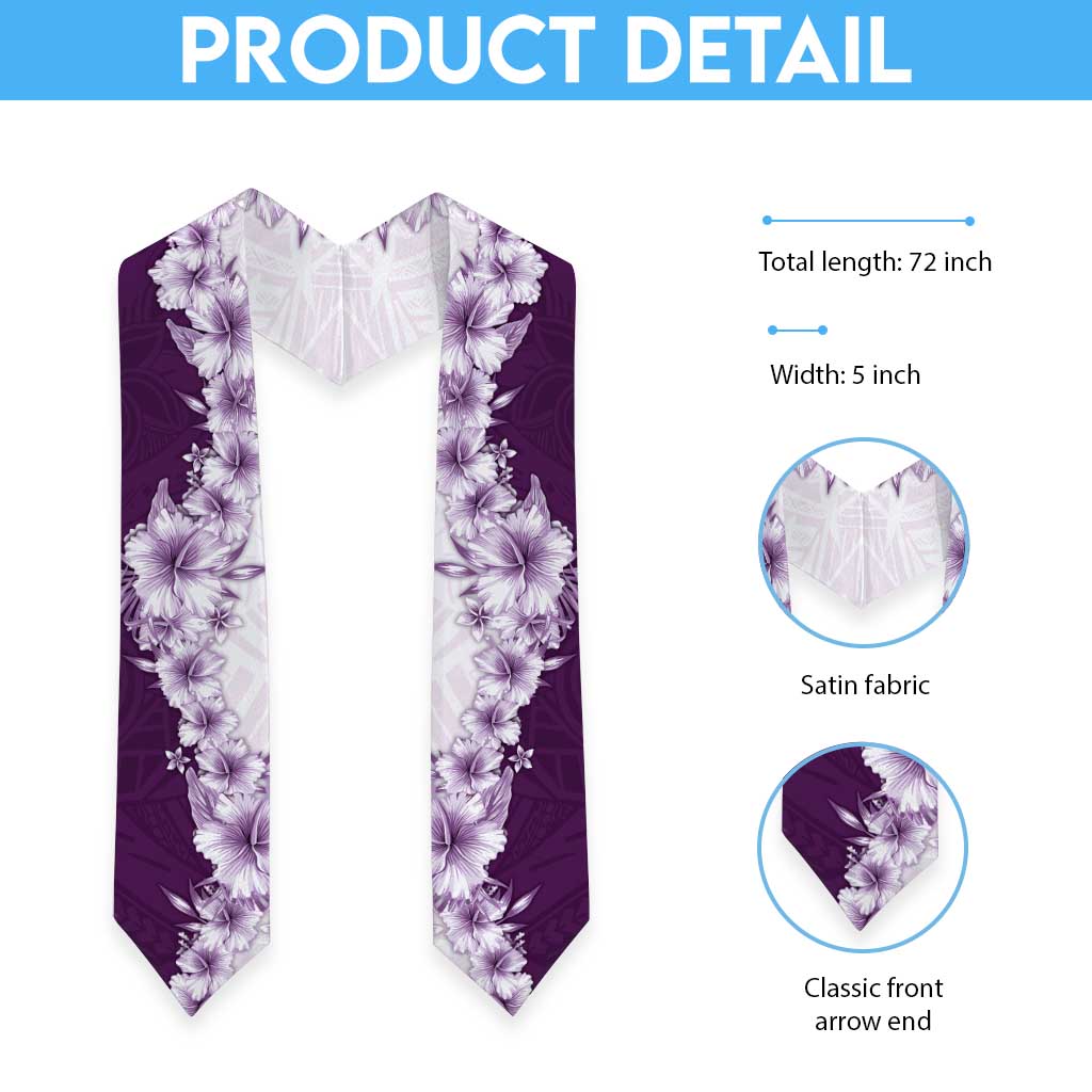 Hawaii Hibiscus Flowers Graduation Stole Purple Polynesian Pattern LT05 - Polynesian Pride
