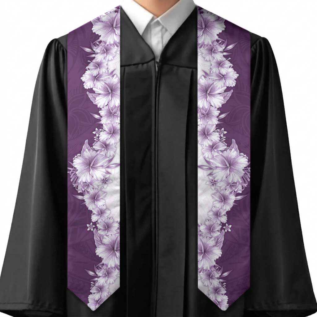Hawaii Hibiscus Flowers Graduation Stole Purple Polynesian Pattern LT05 - Polynesian Pride