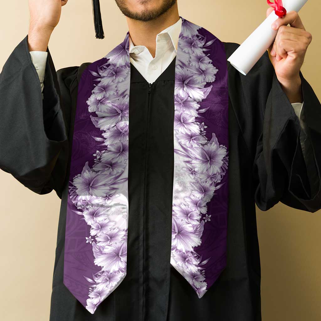 Hawaii Hibiscus Flowers Graduation Stole Purple Polynesian Pattern LT05 - Polynesian Pride