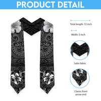 Hawaii Hibiscus With Black Polynesian Pattern Graduation Stole