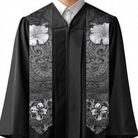 Hawaii Hibiscus With Black Polynesian Pattern Graduation Stole