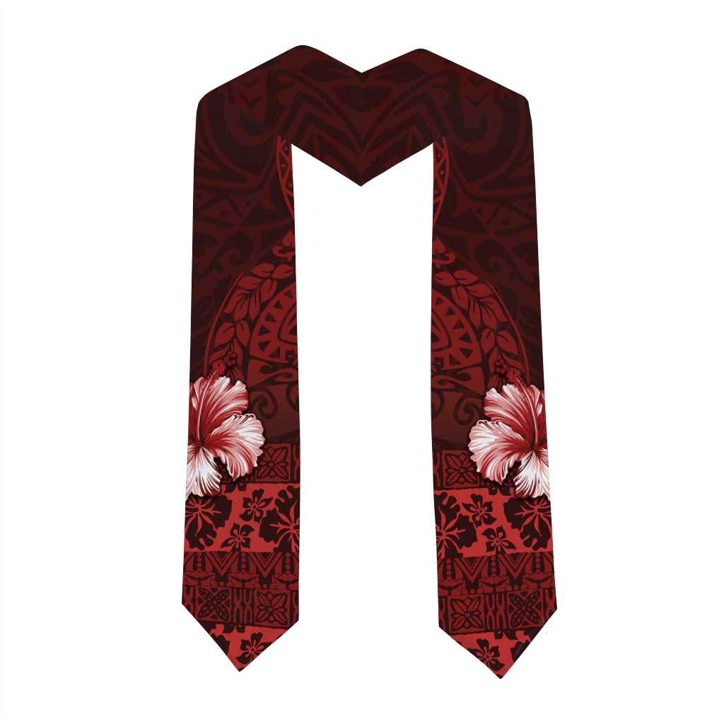 Hawaii Hibiscus With Oxblood Polynesian Pattern Graduation Stole LT05 - Polynesian Pride