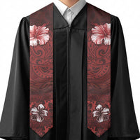 Hawaii Hibiscus With Oxblood Polynesian Pattern Graduation Stole LT05 - Polynesian Pride
