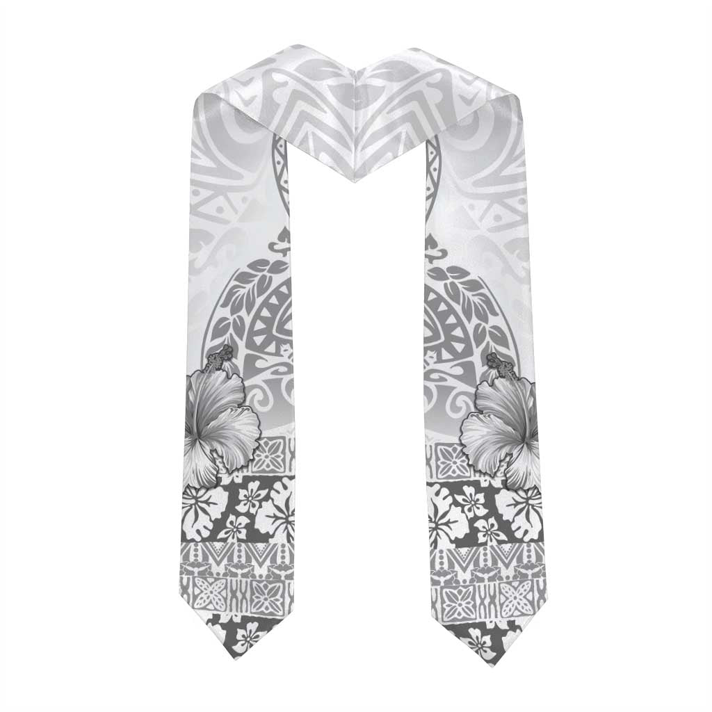 Hawaii Hibiscus With White Polynesian Pattern Graduation Stole