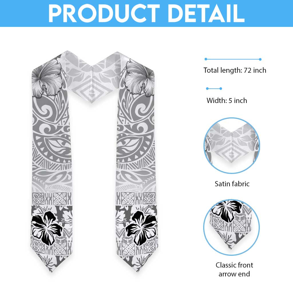 Hawaii Hibiscus With White Polynesian Pattern Graduation Stole