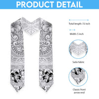 Hawaii Hibiscus With White Polynesian Pattern Graduation Stole