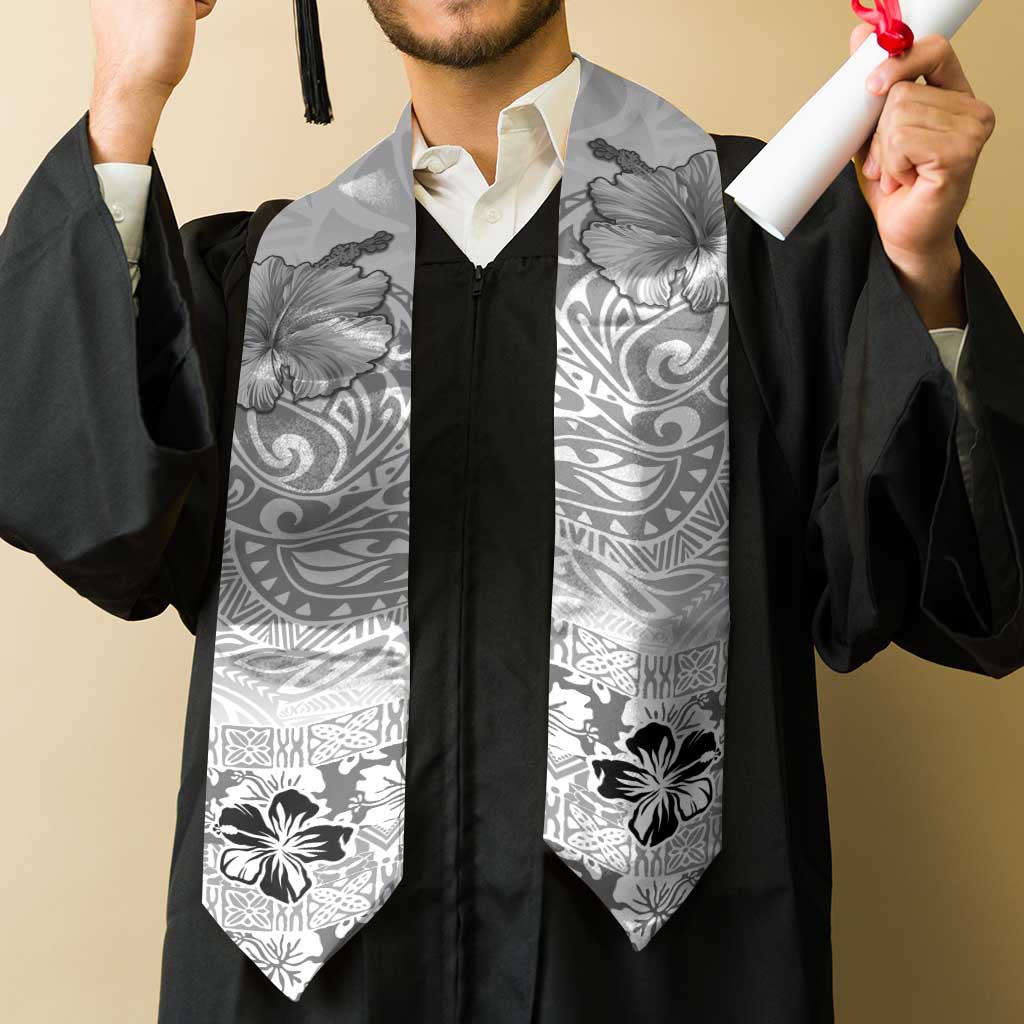Hawaii Hibiscus With White Polynesian Pattern Graduation Stole