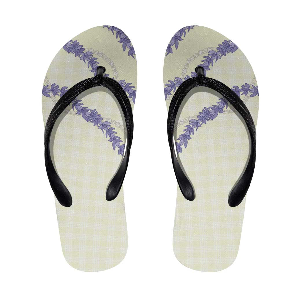 Hawaii Honohono Palaka Motifs Flip Flops Hawaiian Orchid Lei