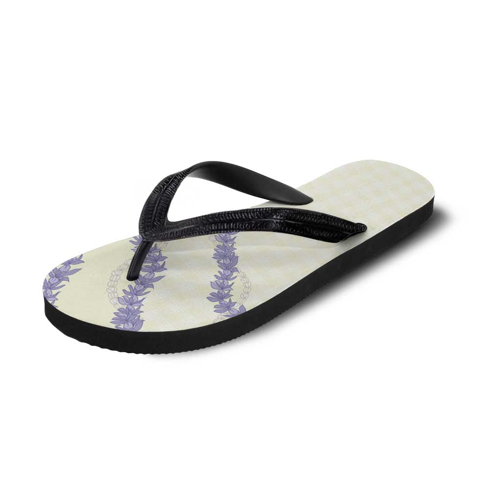 Hawaii Honohono Palaka Motifs Flip Flops Hawaiian Orchid Lei