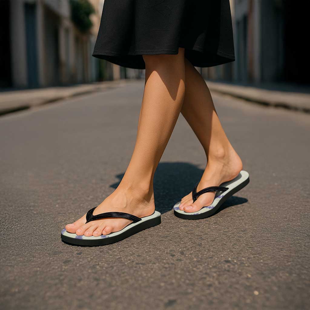 Hawaii Honohono Palaka Motifs Flip Flops Hawaiian Orchid Lei