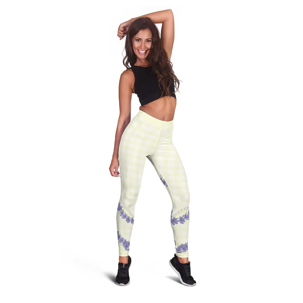 Hawaii Honohono Palaka Motifs Leggings Hawaiian Orchid Lei
