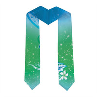 Hawaii Honu Graduation Stole Tropical Flowers Blue Gradient