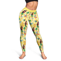 Hawaii Hula Girl Tropical Leggings Yellow Palaka