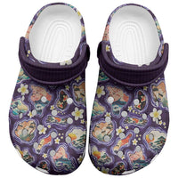 Hawaii Islands Map Design with Japanese Landscape Clogs Shoes Hawaiian Japan Fusion Art Purple Color LT03 Purple - Polynesian Pride
