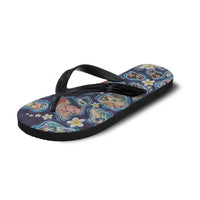 Hawaii Islands Map Design with Japanese Landscape Flip Flops Hawaiian Japan Fusion Art Navy Color LT03 - Polynesian Pride