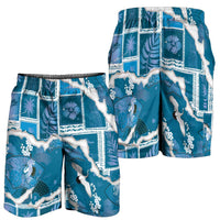 Hawaii Japanese Culture Blue Shorts for Men Spring Cranes Aloha Pattern LT01 - Polynesian Pride
