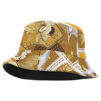 Hawaii Japanese Culture Gold Bucket Hat Spring Cranes Aloha Pattern LT01 One Size Gold - Polynesian Pride