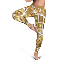 Hawaii Japanese Culture Gold Leggings Spring Cranes Aloha Pattern LT01 - Polynesian Pride