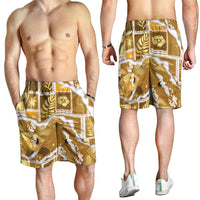 Hawaii Japanese Culture Gold Shorts for Men Spring Cranes Aloha Pattern LT01 - Polynesian Pride