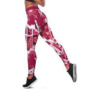 Hawaii Japanese Culture Pink Leggings Spring Cranes Aloha Pattern LT01 Pink - Polynesian Pride