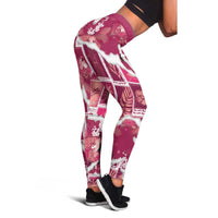 Hawaii Japanese Culture Pink Leggings Spring Cranes Aloha Pattern LT01 - Polynesian Pride