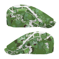 Hawaii Japanese Culture Sage Green Jeff Hat Spring Cranes Aloha Pattern LT01 - Polynesian Pride