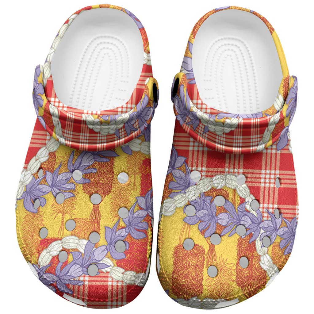 Hawaii Kahili Palaka Motifs Clogs Shoes Hawaiian Honohono Pikake Lei