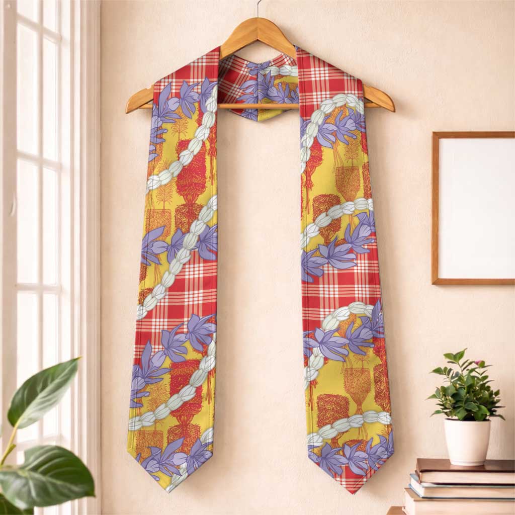 Hawaii Kahili Palaka Motifs Graduation Stole Hawaiian Honohono Pikake Lei