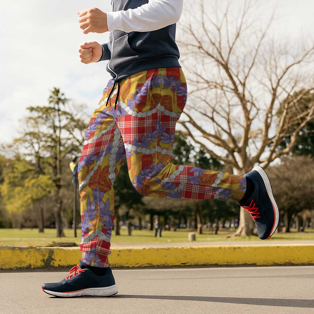 Hawaii Kahili Palaka Motifs Jogger Pants Hawaiian Honohono Pikake Lei