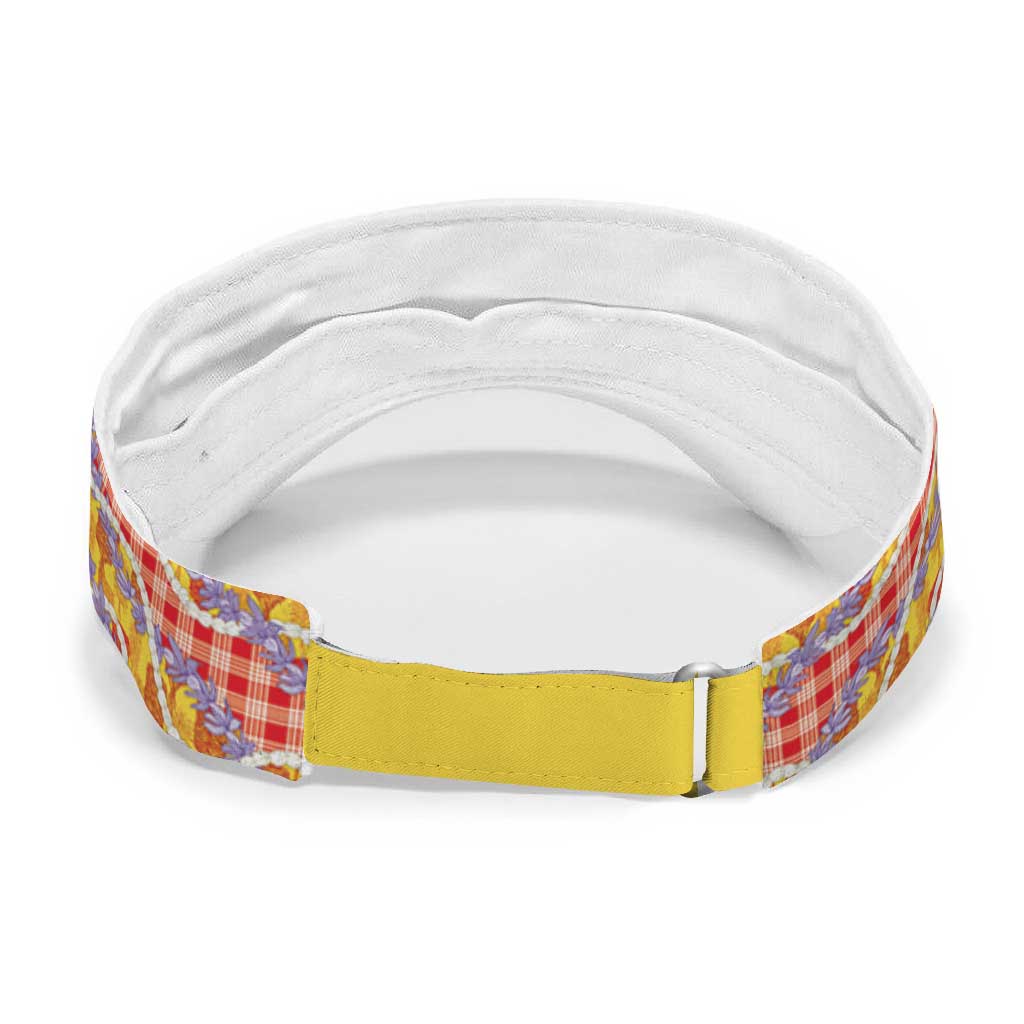 Hawaii Kahili Palaka Motifs Sun Visor Cap Hawaiian Honohono Pikake Lei LT14 - Polynesian Pride