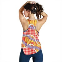 Hawaii Kahili Palaka Motifs Women Racerback Tank Hawaiian Honohono Pikake Lei