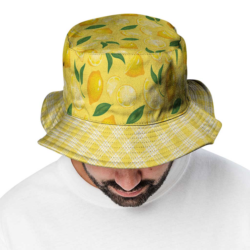 Hawaii Lemon Palaka Bucket Hat Striped Stylized LT01 - Polynesian Pride