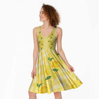 Hawaii Lemon Palaka Midi Dress Striped Stylized LT01 - Polynesian Pride