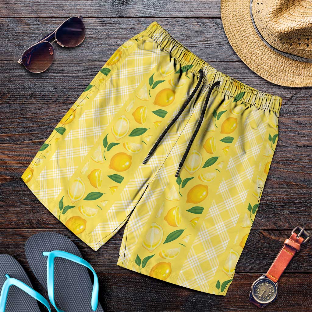 Hawaii Lemon Palaka Shorts for Men Striped Stylized