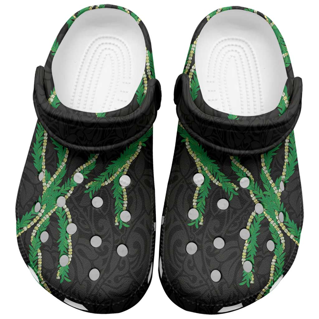 Hawaii Maile Lei Clogs Shoes Aloha Black Color