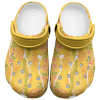 Hawaii Maile Lei Clogs Shoes With Yellow Monstera Pattern - Polynesian Pride