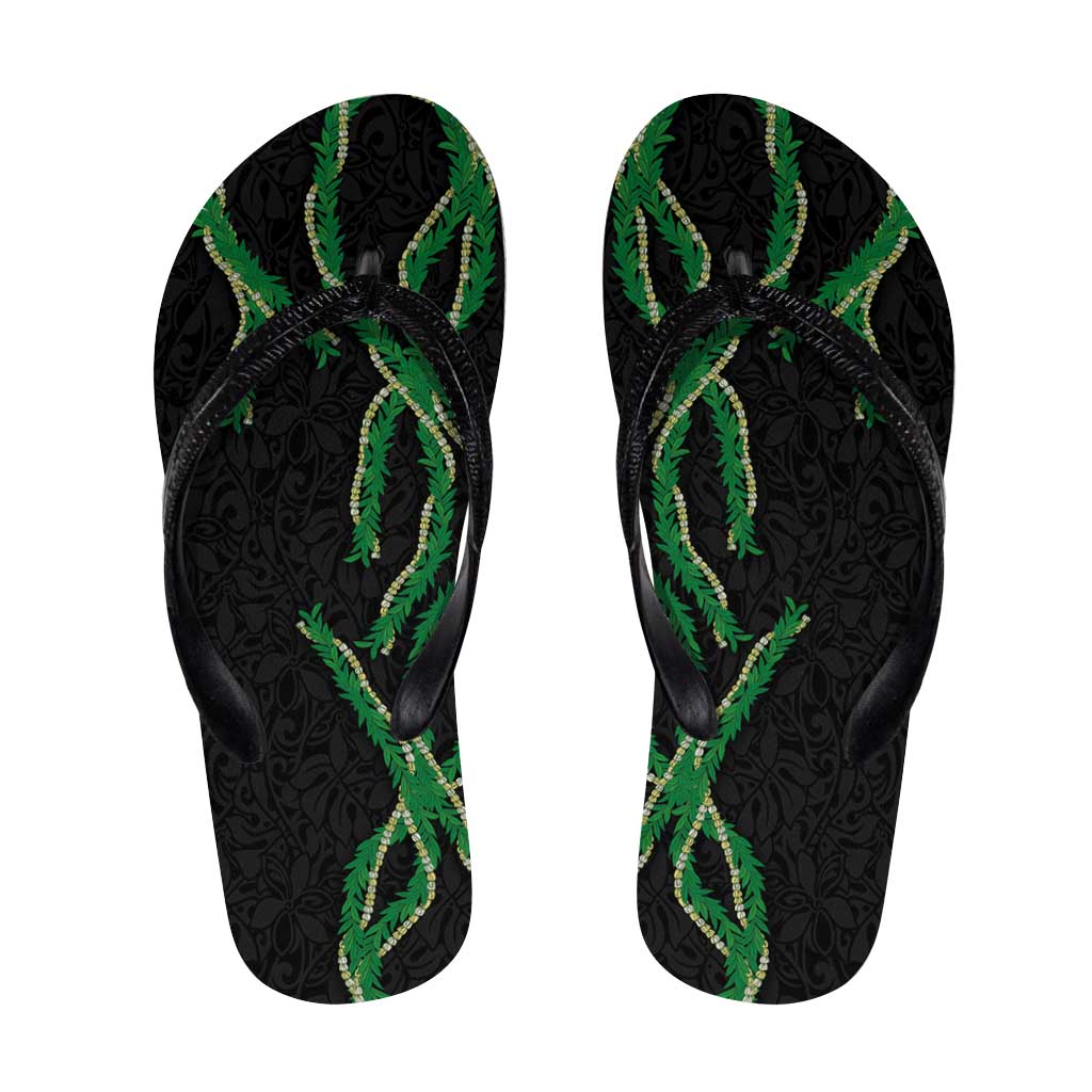 Hawaii Maile Lei Flip Flops Aloha Black Color