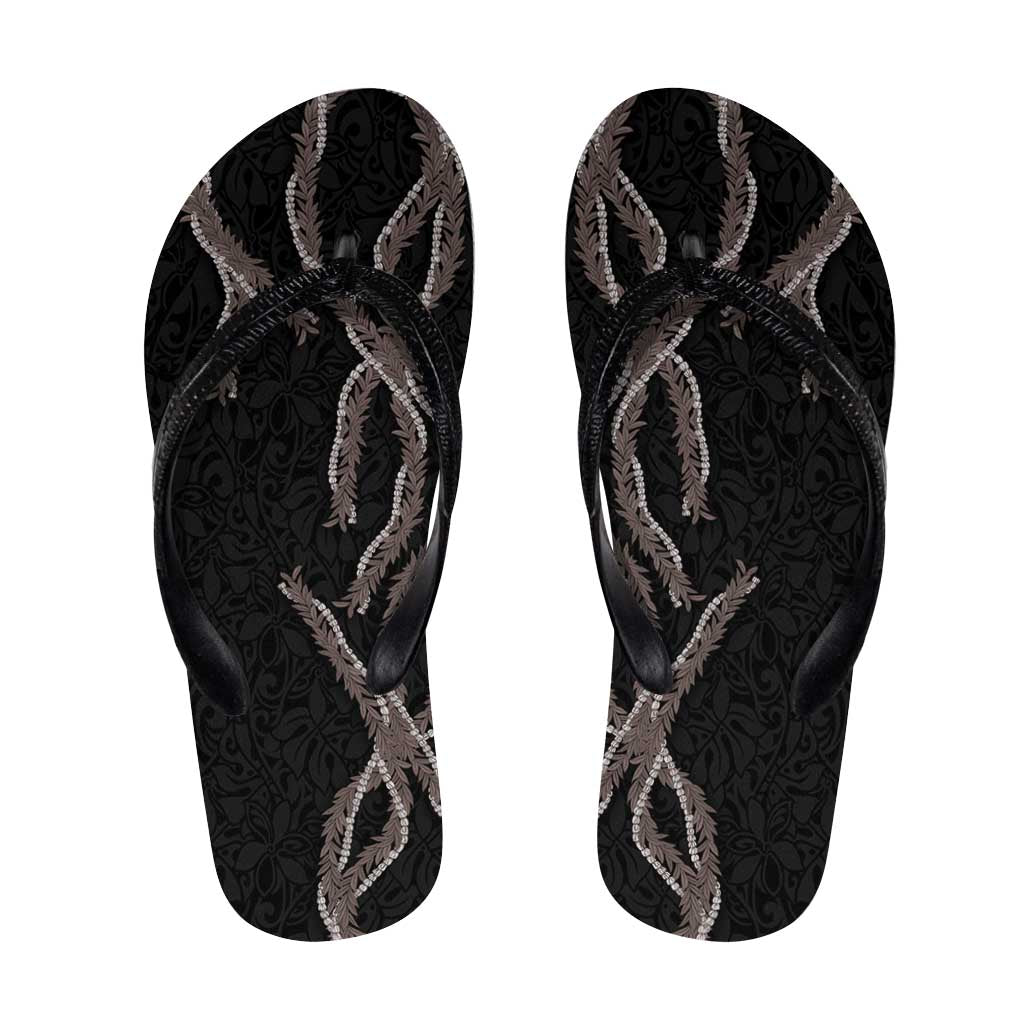 Hawaii Maile Lei Flip Flops Aloha Grayscale Color