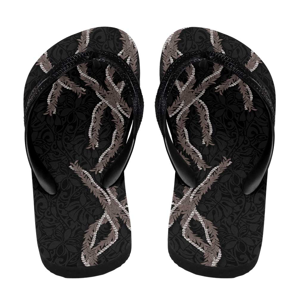 Hawaii Maile Lei Flip Flops Aloha Grayscale Color