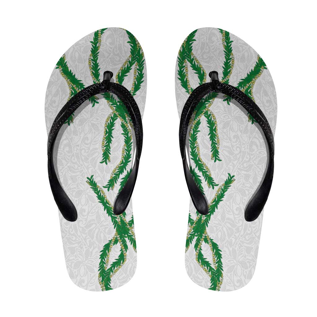 Hawaii Maile Lei Flip Flops Aloha White Color